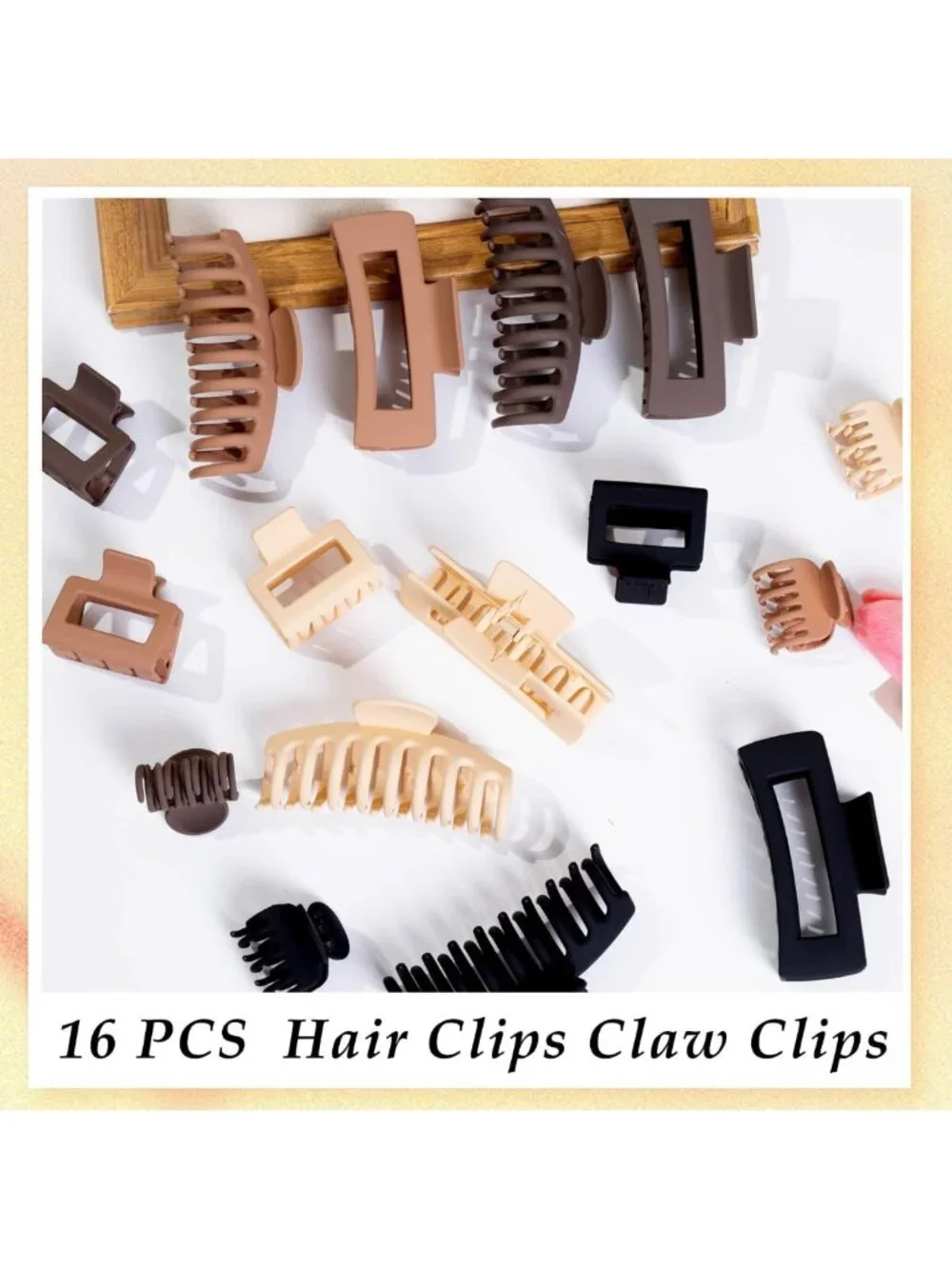 16 PCS Large Matte Claw Hair Clips for Women & Girls - Strong Hold, 90's Vintage